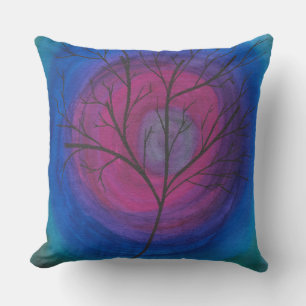 Surreal Tree Silhouette mit Vivid Cosmic Wirbel Kissen