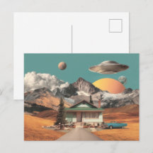 Surreal UFO Over Rustic House