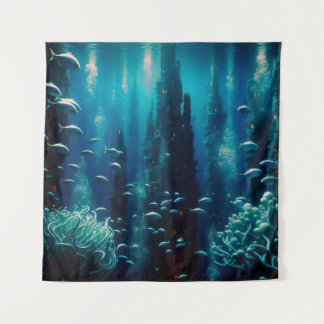 Surreal Underwater City of Dreams Wandteppich