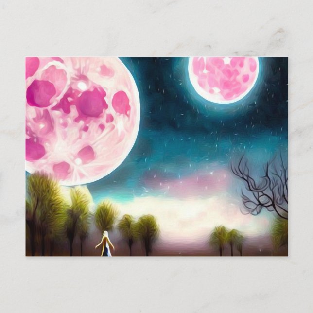 Surreal Vintag Pink Moons Postkarte (Vorderseite)