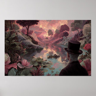 Surreal Vintage Digital Illustration Wall Art Deco Poster