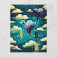 Surreal Vintage Wolken und Herzblasen