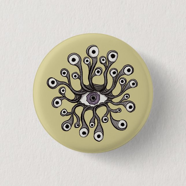 Surreal Weirdcore-Augen-Tentakel-Kunstwerk Button (Vorderseite)