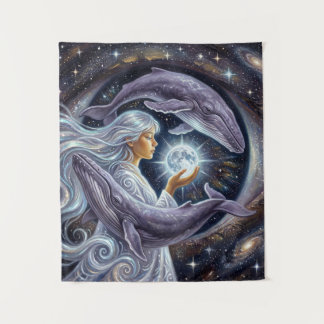 Surreal Whale & Girl Canvas Print – Home Decor Wandteppich
