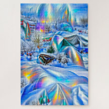 Surreal Winter Wonderland mit eisigen Lichtern