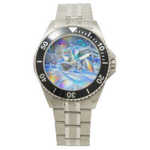 Surreal Winter Wonderland mit eisigen Lichtern Armbanduhr