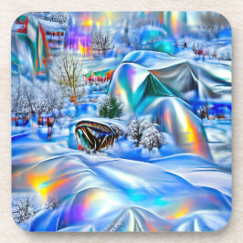 Surreal Winter Wonderland mit eisigen Lichtern Getränkeuntersetzer
