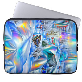 Surreal Winter Wonderland mit eisigen Lichtern Laptopschutzhülle