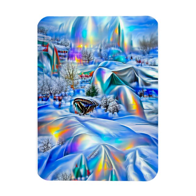 Surreal Winter Wonderland mit eisigen Lichtern Magnet (Vertikal)