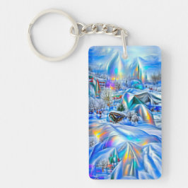 Surreal Winter Wonderland mit eisigen Lichtern Schlüsselanhänger