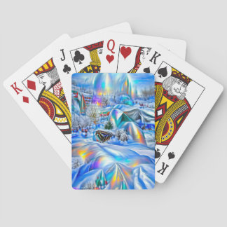 Surreal Winter Wonderland mit eisigen Lichtern Spielkarten