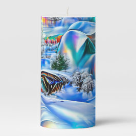 Surreal Winter Wonderland mit eisigen Lichtern Stumpenkerze