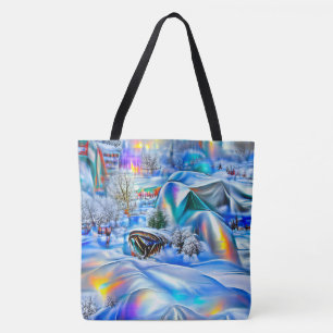 Surreal Winter Wonderland mit eisigen Lichtern Tasche