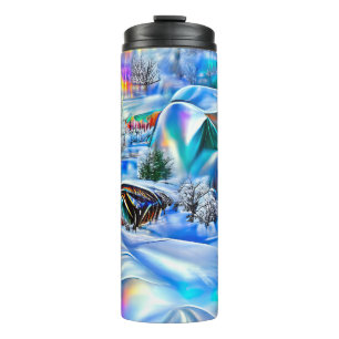 Surreal Winter Wonderland mit eisigen Lichtern Thermosbecher