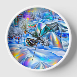 Surreal Winter Wonderland mit eisigen Lichtern Uhr