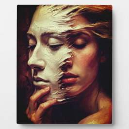 Surreal Woman Portrait with Painted Mask Fotoplatte