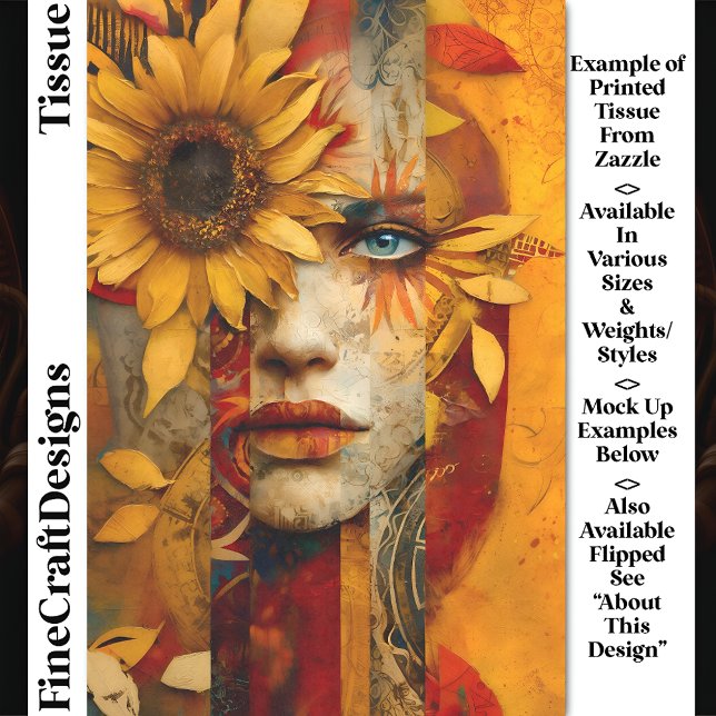 Surreal Woman & Sunflower Collage DS7R Decoupage Seidenpapier (Von Creator hochgeladen)