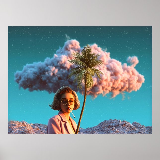 Surreal Woman with Palm Tree Poster (Vorne)