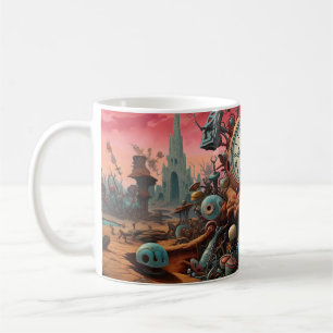 Surreal World Fantasy Landscape with old clock Kaffeetasse