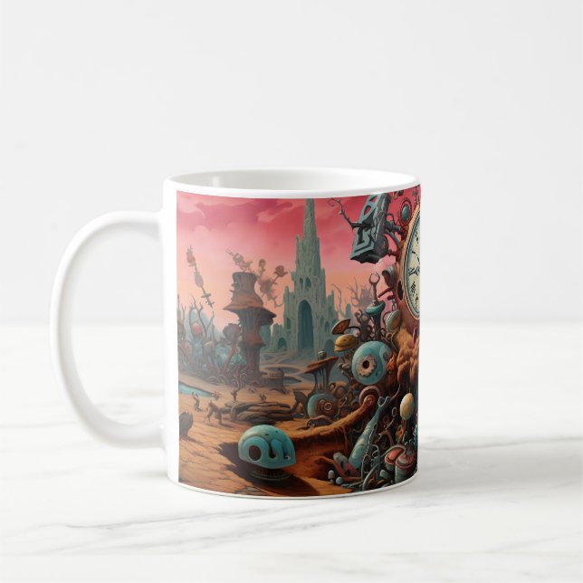 Surreal World Fantasy Landscape with old clock Kaffeetasse (Links)