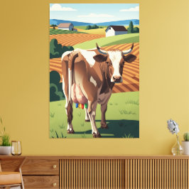 Surreal WPA styled cow Leinwanddruck