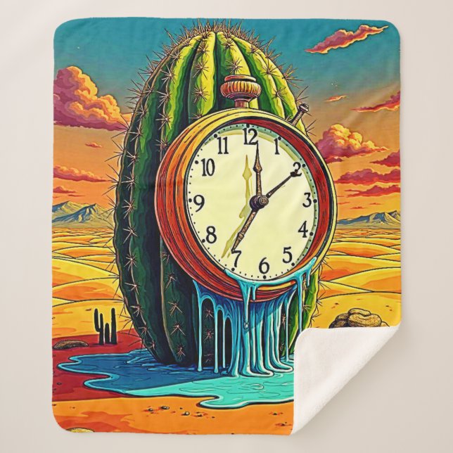 Surreal Wüstenuhr Kunst Sherpadecke (Vorderseite)