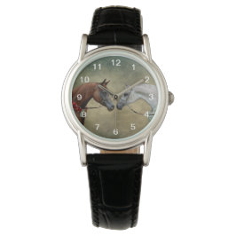 Surreal zwei Pferde Malerei. Armbanduhr