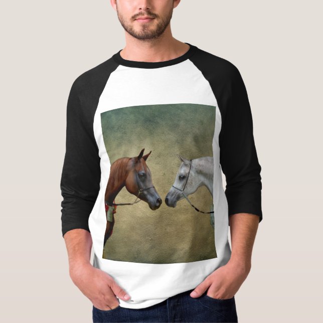 Surreal zwei Pferde Malerei. T-Shirt (Vorderseite)