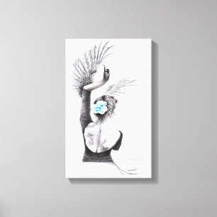 Surreale Bleistiftkunst der Schwantanzenfrau Leinwanddruck