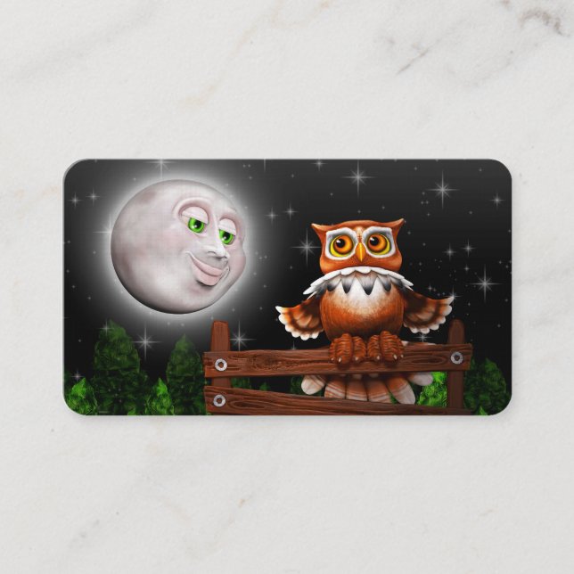 Surreale Eule und Mond Business_cards Visitenkarte (Vorderseite)