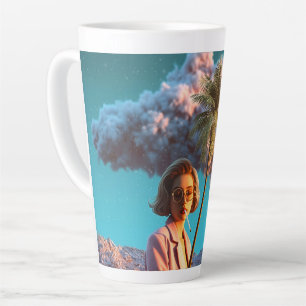 Surreale Frau mit Palme Milchtasse