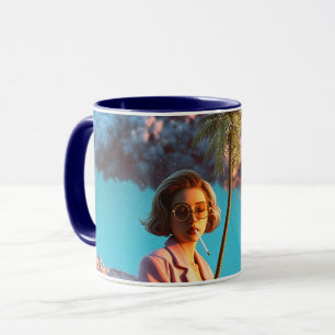 Surreale Frau mit Palme Tasse