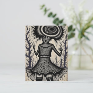 Surreale Frau Schwarz und Weiß Postkarte