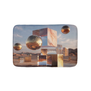 Surreale geometrische Komposition mit goldenen Kug Badematte