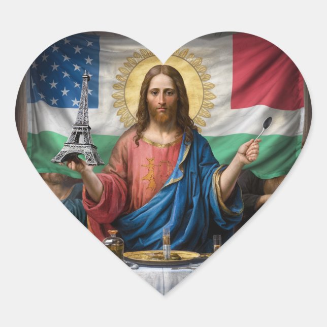 surreale Kunstwerke, die Jesus aus dem letzten Sup Herz-Aufkleber (Vorderseite)