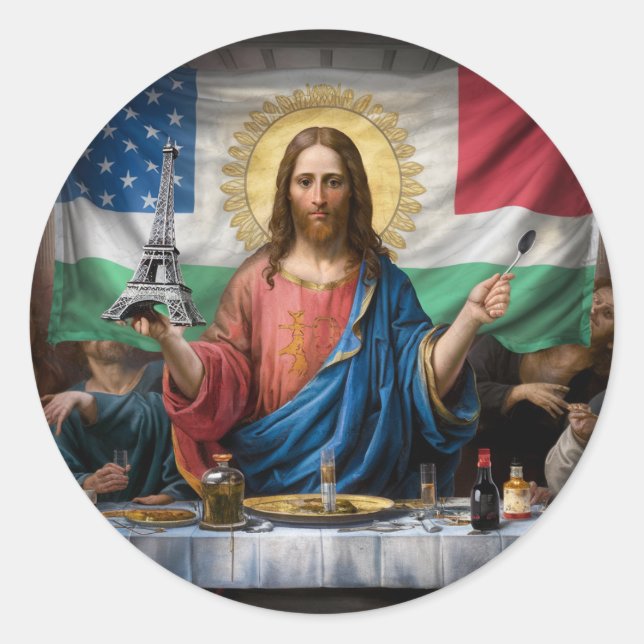 surreale Kunstwerke, die Jesus aus dem letzten Sup Runder Aufkleber (Vorderseite)