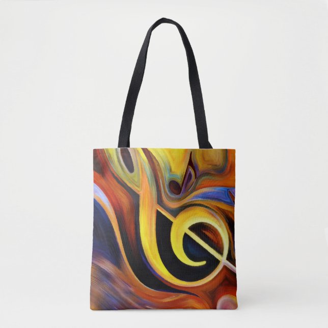 Surreale Musiknoten Ölgemälde Tasche (Vorderseite)