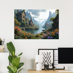 Surreale Schönheit eines verwilderten Hafens Poster