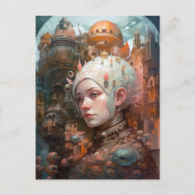 Surreale Science Fiction Frauen Landschaft Postkarte (Vorderseite)