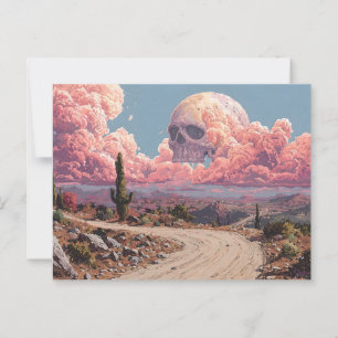 Surreale Wüstenlandschaft mit spitzenförmigen Wolk Postkarte
