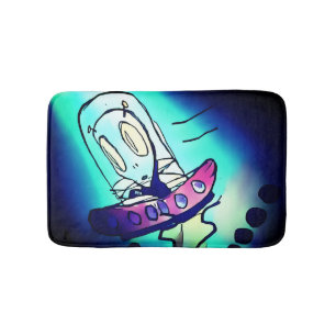 Surrealer Alien-UFO-Sketch Badematte