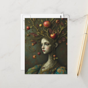 Surrealer Apfelbaum Frau Postkarte