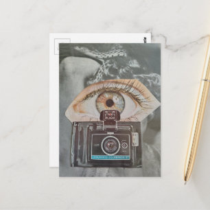 Surrealer Augapfel und Schlangen Retro-Kamera Coll Postkarte