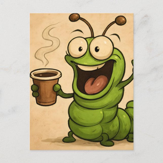 surrealer Cartoon-Stil gegenüber koffeinierter Rau Postkarte (Vorderseite)