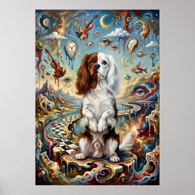 Surrealer Cavalier Spaniel Fantasy Poster (Vorne)