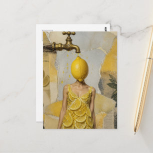 Surrealer Fantasy-Limonen-Dame-Kollage Postkarte