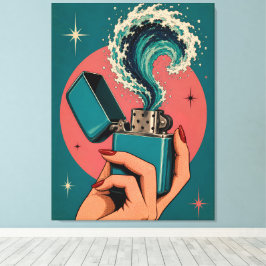 Surrealer Feuerzeug im Retro-Pop-Art-Stil mit Ozea Leinwanddruck