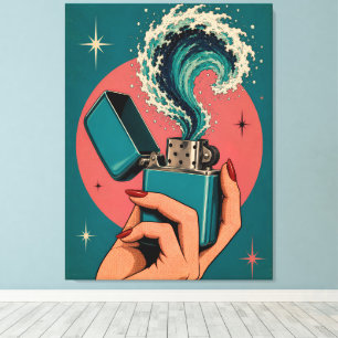 Surrealer Feuerzeug im Retro-Pop-Art-Stil mit Ozea Leinwanddruck