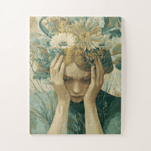 Surrealer floraler Frau-Traumlandschaft-Malerische