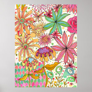 Surrealer Garten Florale Gouache-Tinte-Kunst Künst Poster